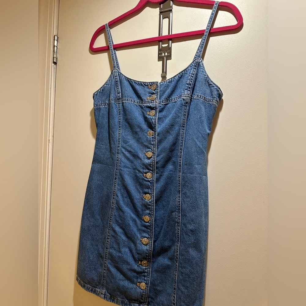 Zara Denim mini dress, Size Small, Adjustable straps for length. Perfect cond.